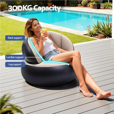 Надувне крісло AIR SOFA / Надувне велюрове крісло 80×80×67см Бежевий