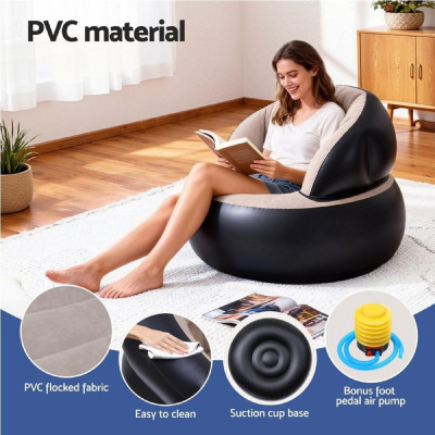 Надувне крісло AIR SOFA / Надувне велюрове крісло 80×80×67см Бежевий