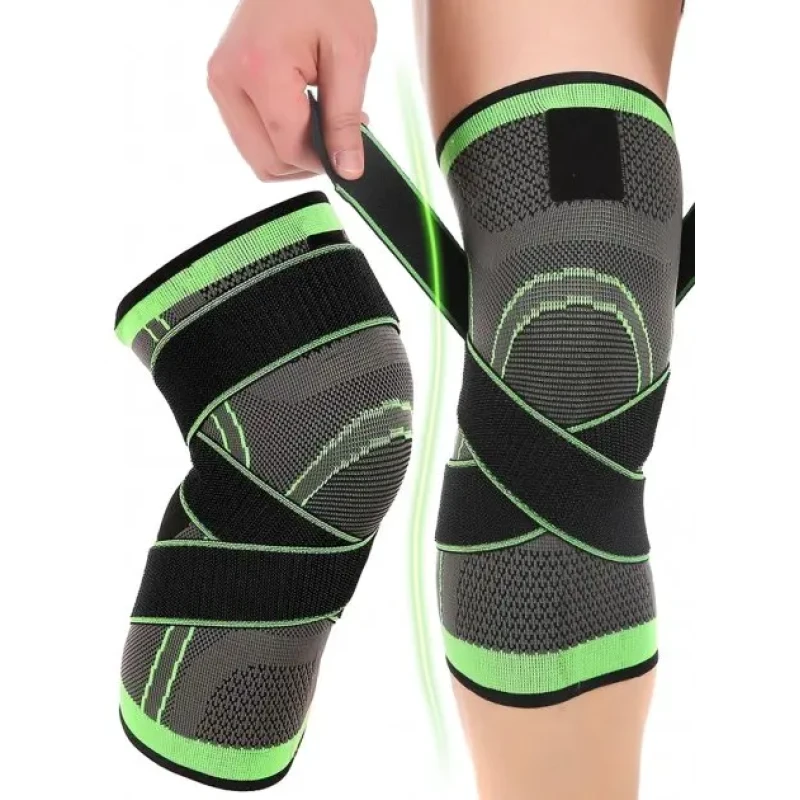 Наколінник Бандаж колінного суглоба Knee Support Copper Чорно-зелений фіксатор коліна Компресійний від травм розтягувань