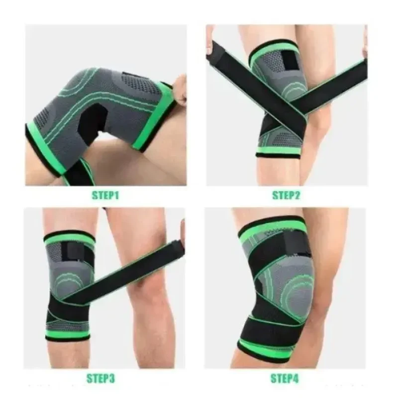Наколінник Бандаж колінного суглоба Knee Support Copper Чорно-зелений фіксатор коліна Компресійний від травм розтягувань
