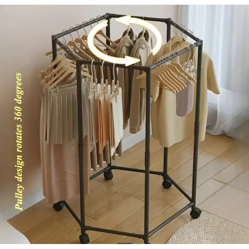Вішалка підлогова для одягу з поворотним механізмом на 360° і колесами