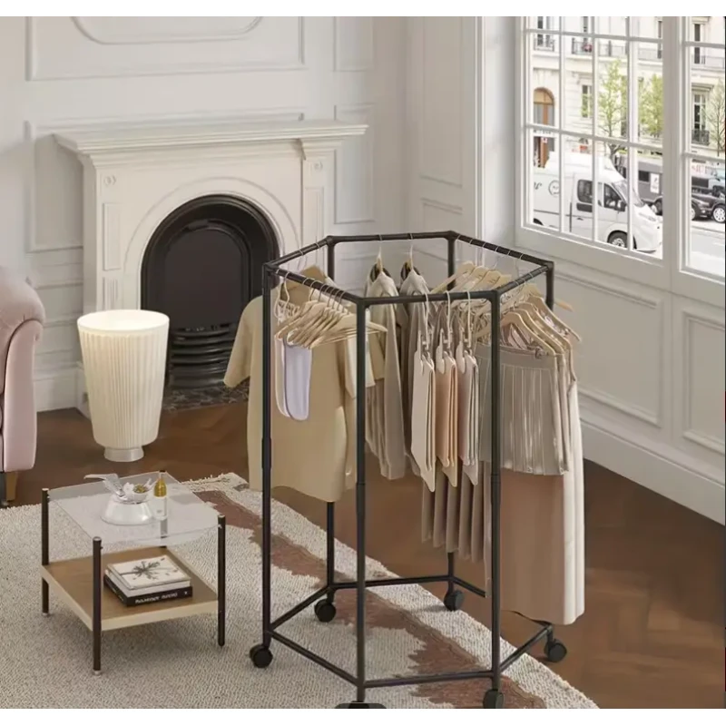 Вішалка підлогова для одягу з поворотним механізмом на 360° і колесами