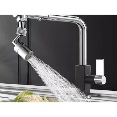 Насадка на кран Water для змішувача Металевий аератор поворотна головка на 720 градусів з 2 режимами вигнутий обертовий
