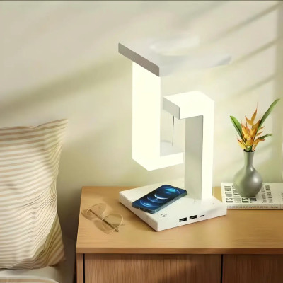 Настільна лампа SHS 2238 світлодіодна з 2*USB та бездротовою зарядкою 10W