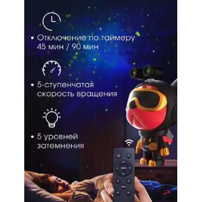 Нічник проектор зіркове небо CASTLELADY собака сіра космонавт ROBOT DOG
