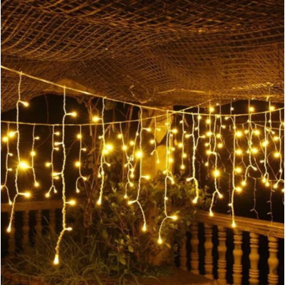 Новорічна святкова гірлянда бахрома 120 Led прозорий провід 3х0.5 м Новорічна святкова гірлянда бахрома 120 Led прозорий провід 3х0.5 м