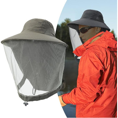 Панама з антимоскітною сіткою від комарів панама / Капелюх антимоскітний камуфляж для полювання риболовлі садівництва Сіра Панама з антимоскітною сіткою від комарів панама / Капелюх антимоскітний камуфляж для полювання риболовлі садівництва Сіра