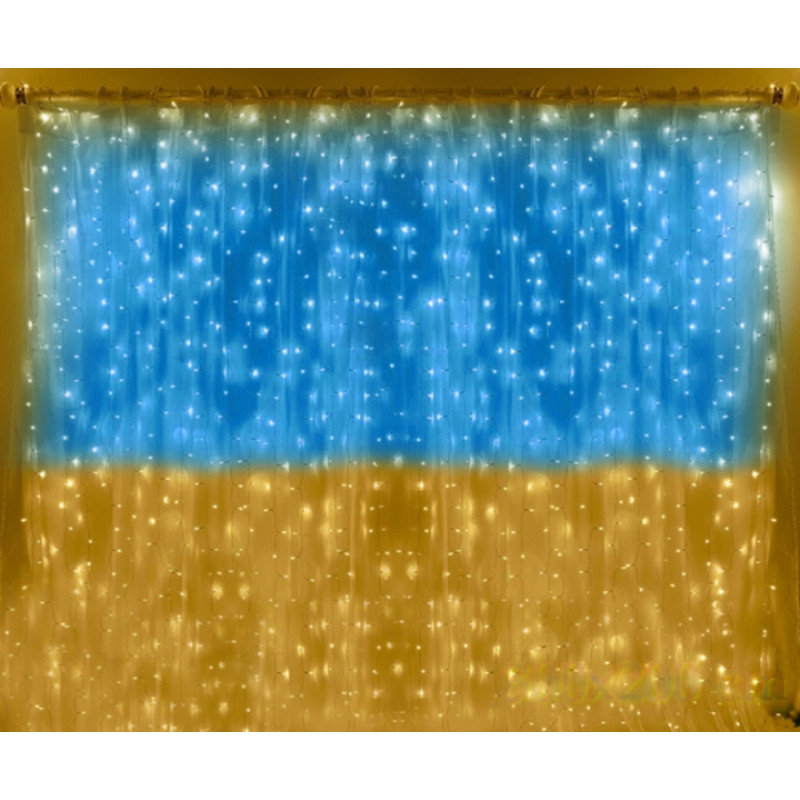 Патріотична гірлянда штора Прапор України 2*2м 160 LED класична IP44