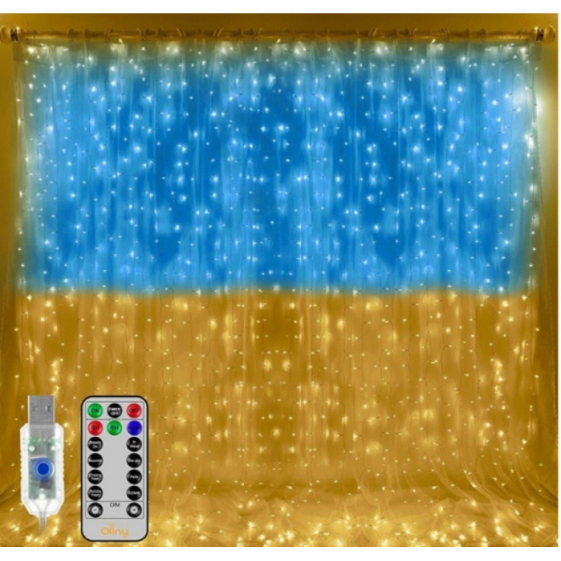 Патріотична гірлянда штора Прапор України 2*2м 160 LED класична IP44