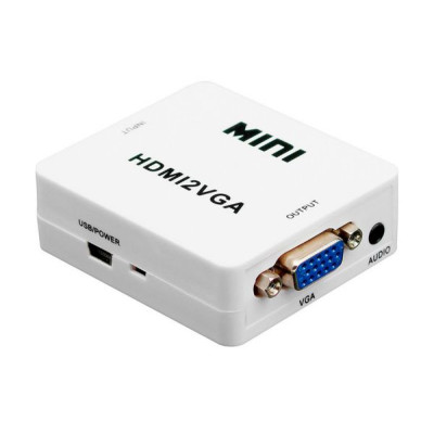 Перехідник VGA на HDMI конвертер для ПК, ноутбука, відео реєстратора адаптер перетворювач з аудіо та зовнішнім живленням HDMI - VGA VGA2HDMI(4272)
