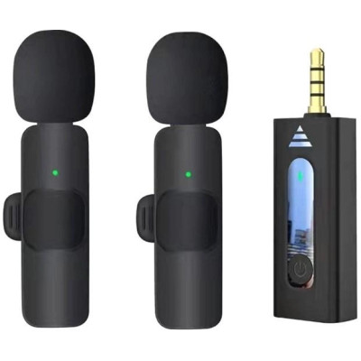 Подвійний бездротовий петличний мікрофон K35 (AUX 3.5mm)