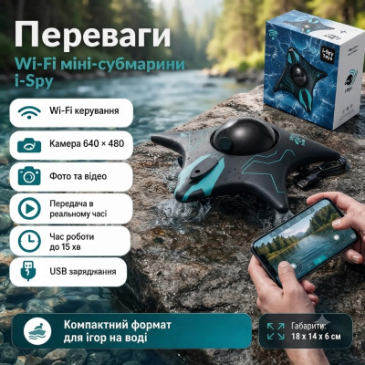 Підводний міні-дрон i-Spy з Wi-Fi камерою та керуванням зі смартфона