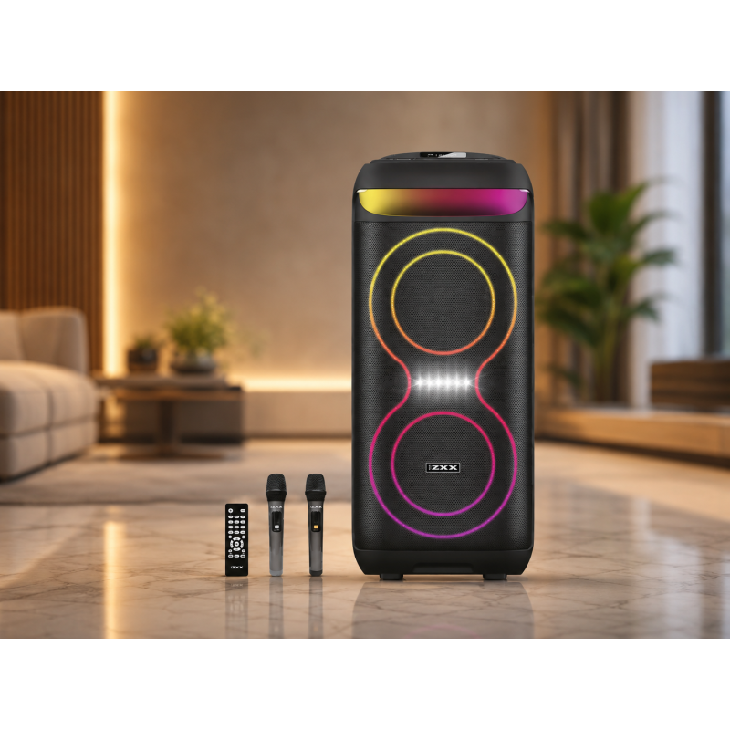 Портативна акустика ZXX-5505 / Переносна колонка LED-підсвічуванням USB/TF/FM/BT/AUX та мікрофоном / Bluetooth колонка