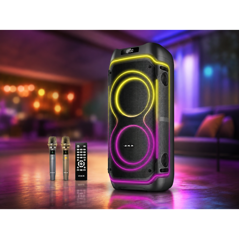 Портативна акустика ZXX-5540 100Вт / Портативна колонка акумуляторна USB/TWS/TF/FM/BT / Переносна колонка з 2 мікрофонами та пультом ДУ