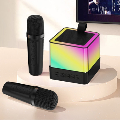 Портативна Bluetooth колонка K18 з LED підсвічуванням 2 мікрофони чорний Портативна Bluetooth колонка K18 з LED підсвічуванням 2 мікрофони чорний