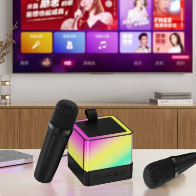 Портативна Bluetooth колонка K18 з LED підсвічуванням 2 мікрофони чорний Портативна Bluetooth колонка K18 з LED підсвічуванням 2 мікрофони чорний
