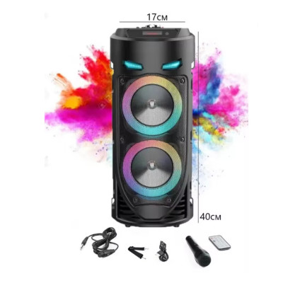 Портативна Bluetooth-колонка Sing-e ZQS4239 з LED-підсвічуванням / Бездротова колонка для вечірок з мікрофоном 30W