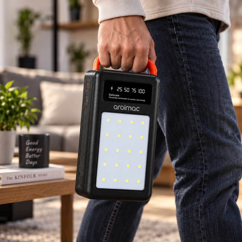 Повербанк Aroimac 100000 mAh / PowerBank з LED-ліхтарем та цифровим індикатором заряду