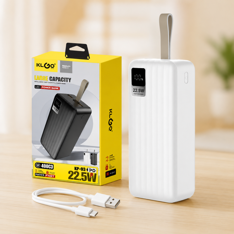 Повербанк із швидкою зарядкою, 40000mAh / Зовнішній акумулятор 22,5W KP-93 / Power bank 2хUSB