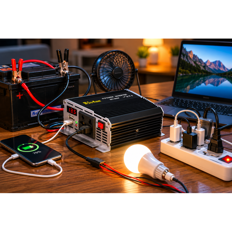 Перетворювач AC/DC RPI 500W SU-KAM / Перетворювач напруги з вольтметром / Автомобільний інвертор 12-220 В