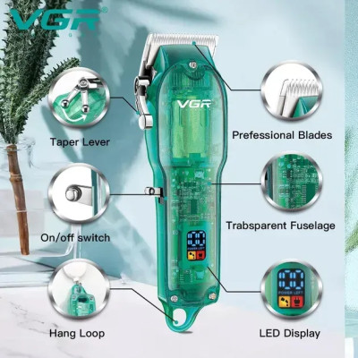 Професійна стрижкова машинка VGR Professional Clipper Transparent V-660 Професійна стрижкова машинка VGR Professional Clipper Transparent V-660