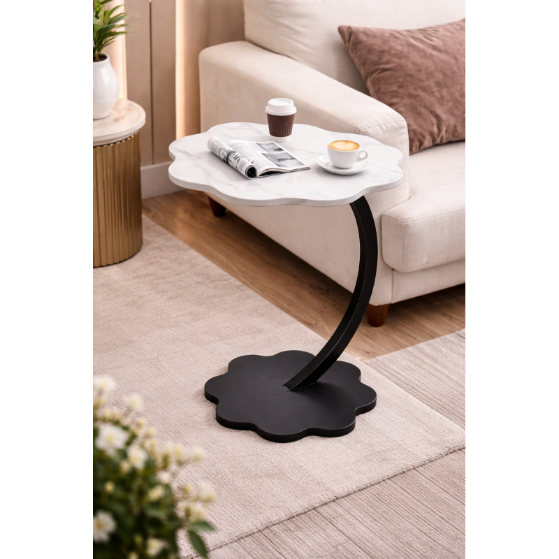 Приліжковий кавовий столик Flower 40х30х60 см Мармур