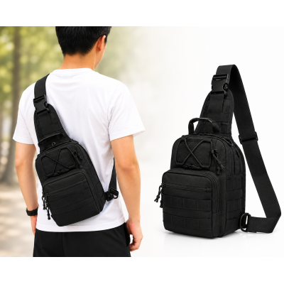Рюкзак через плече / Чоловіча сумка / Одноямкова сумка-барсетка Чорний