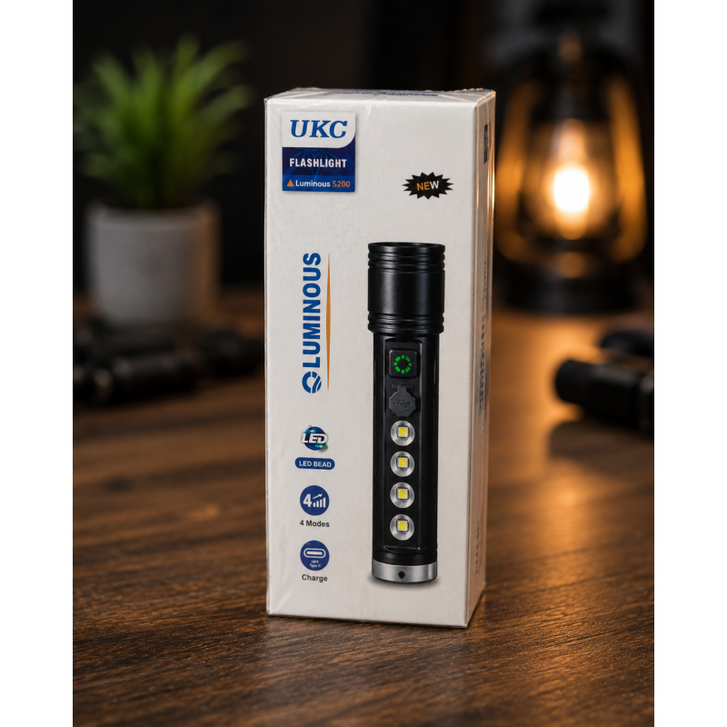Ручний ліхтарик S 200 / Акумуляторний ліхтарик UKC Luminous S200 / Потужний LED ліхтар