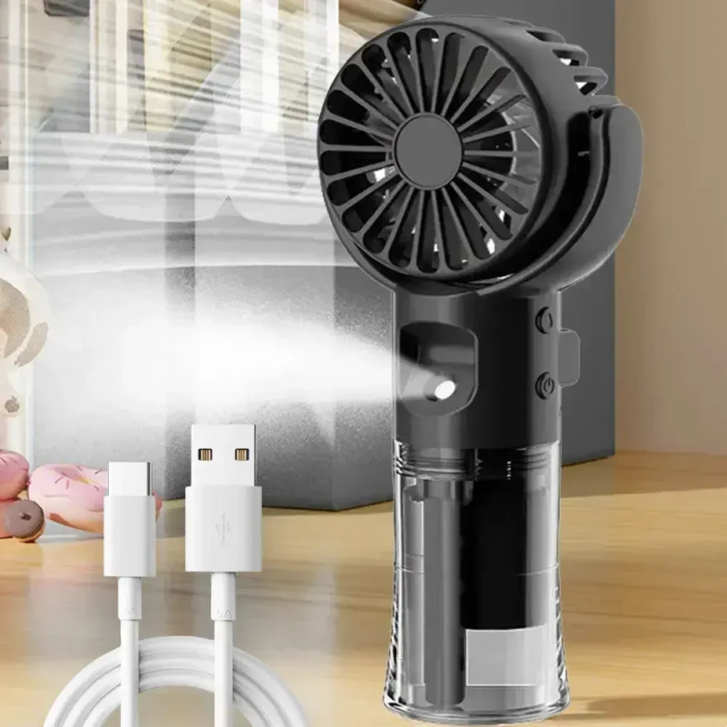 Ручний вентилятор з USB-розпилювачем / Акумуляторний міні вентилятор