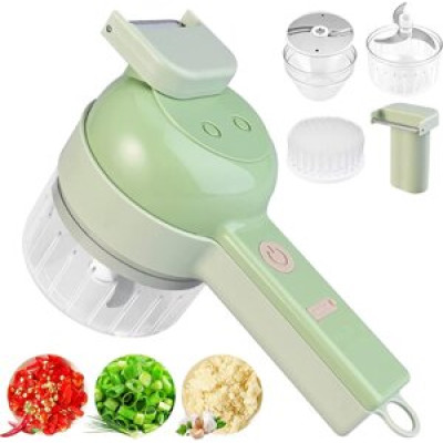 Ручний подрібнювач для овочів 4в1 Food Chopper / Електрична кухонна овочерізка / Міні блендер-слайсер