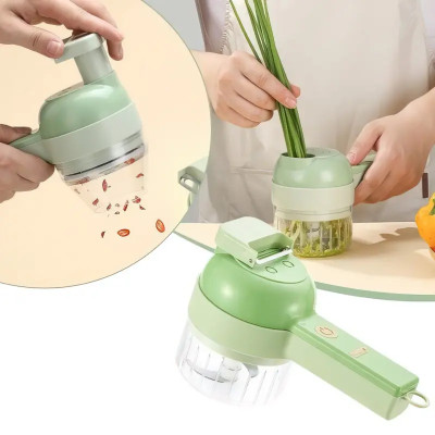 Ручний подрібнювач для овочів 4в1 Food Chopper / Електрична кухонна овочерізка / Міні блендер-слайсер