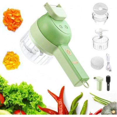 Ручний подрібнювач для овочів 4в1 Food Chopper / Електрична кухонна овочерізка / Міні блендер-слайсер