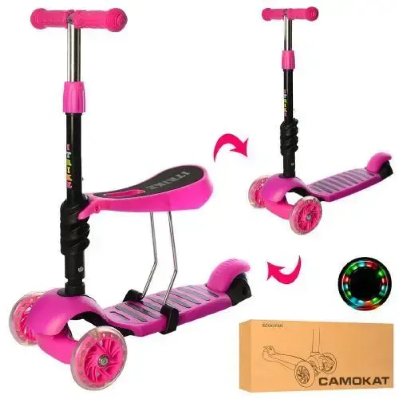 Дитячий самокат з сидінням Best Scooter 3в1 зелений