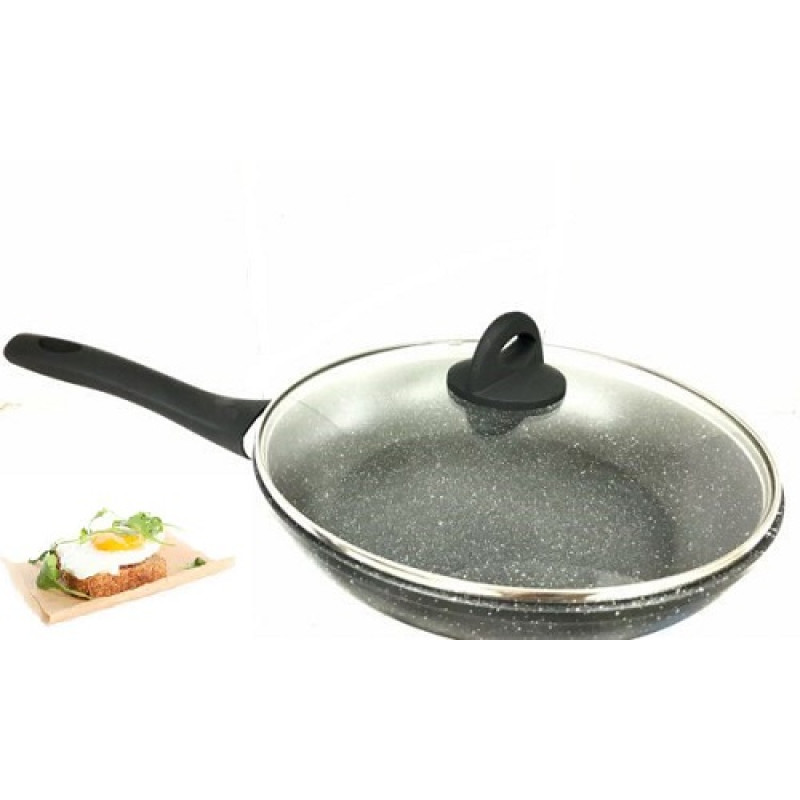 Сковорідка з кришкою Benson BN-492 26см, з мармуровим покриттям