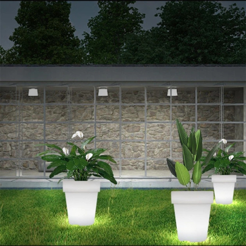 Сонячний квітковий горщик з LED підсвіткою / Пластикове кашпо, що світиться, для рослин з сонячною панеллю