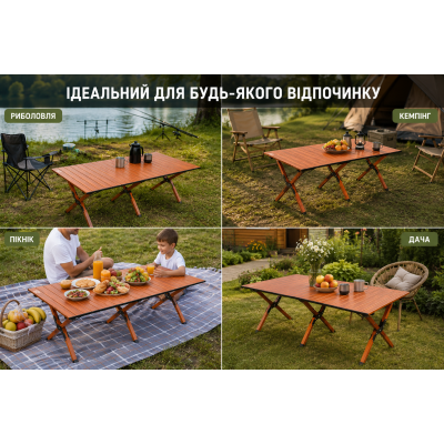 Стіл складний туристичний 149,5х70х43см Коричневий / Стіл для пікніка, туристичний, для риболовлі Стіл складний туристичний 149,5х70х43см Коричневий / Стіл для пікніка, туристичний, для риболовлі