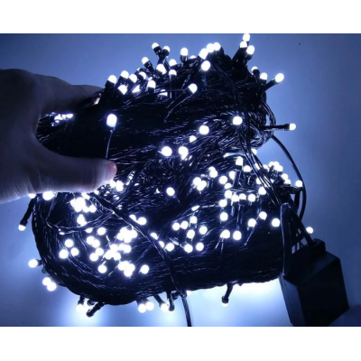 Світлодіодна Гірлянда нитка 201 led Біла (чорний дріт) Світлодіодна Гірлянда нитка 201 led Біла (чорний дріт)