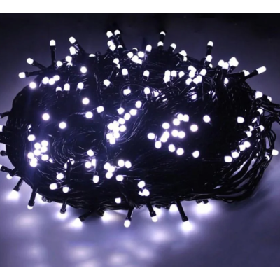 Світлодіодна Гірлянда нитка 201 led Біла (чорний дріт)