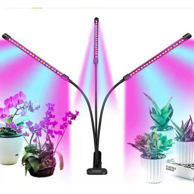 Світлодіодна фітолампа Grow Light для вирощування рослин, розсади Повний спектр 3 голови
