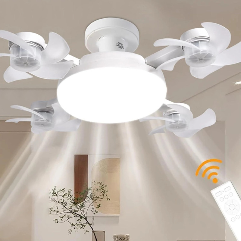 Світлодіодна стельова люстра-вентилятор AY1053 / LED лампа з вентилятором у патрон / Стельовий світильник-вентилятор 60W