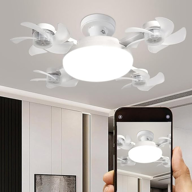 Світлодіодна стельова люстра-вентилятор AY1053 / LED лампа з вентилятором у патрон / Стельовий світильник-вентилятор 60W