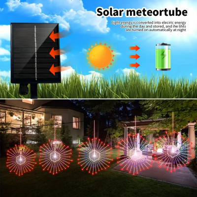 Світлодіодні кульові лампи Solar Starburst, світлодіодні вогні з дистанційним керуванням, 8 режимами Теплий білий Світлодіодні кульові лампи Solar Starburst, світлодіодні вогні з дистанційним керуванням, 8 режимами Теплий білий