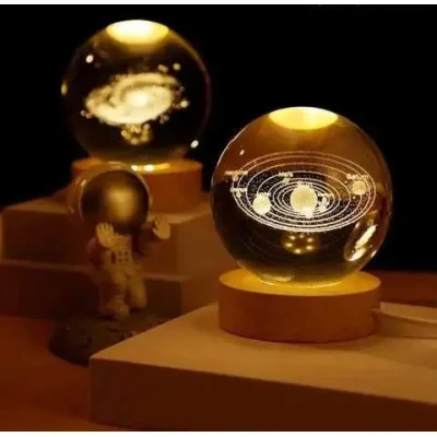 Світлодіодна кришталева куля, декоративна універсальна 3D нічниця, кришталева куля "Супутник"