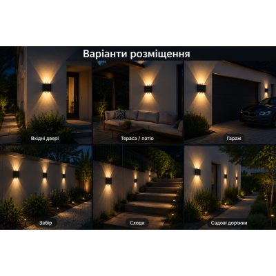 Світильник на сонячній батареї / Фасадний ліхтар 6 LED Світильник на сонячній батареї / Фасадний ліхтар 6 LED