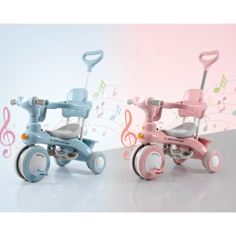 Триколісний велосипед Baby Carriage 588 / Велосипед з з батьківською ручкою та кошиком / Велосипед-коляска
