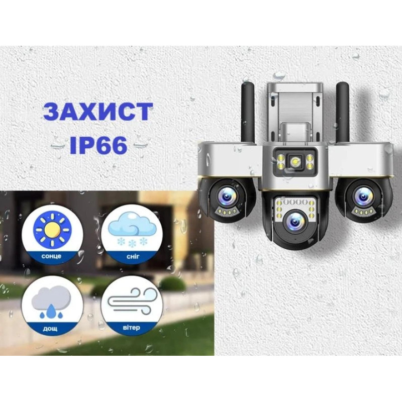 Вулична 4G камера відеоспостереження 15MP , 3 об'єктива /Поворотна камера спостереження / Smart Net Camera SC28 V380 PRO