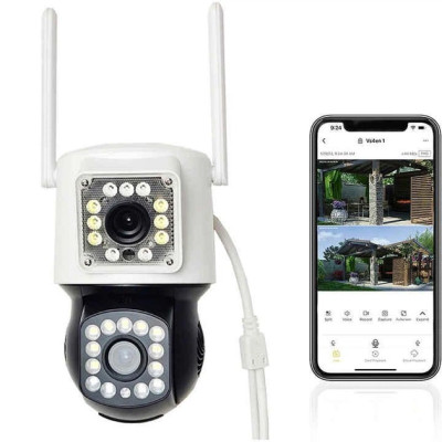 Вулична камера відеоспостереження з 2 об'єктивами WiFi, 4MP V360 Pro