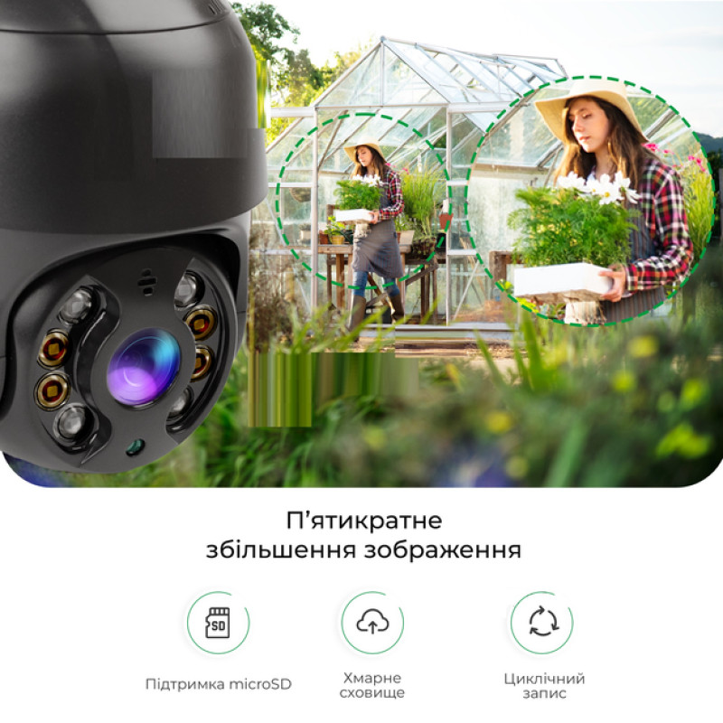 Вулична поворотна IP-камера WI-FI ,А8 / 4mp 360 (A8) monitor ICSSE