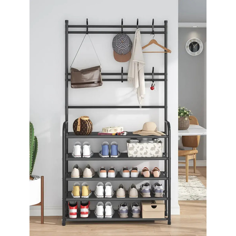 чорна Універсальна вішалка для одягу New simple floor clothes rack 5 полиць