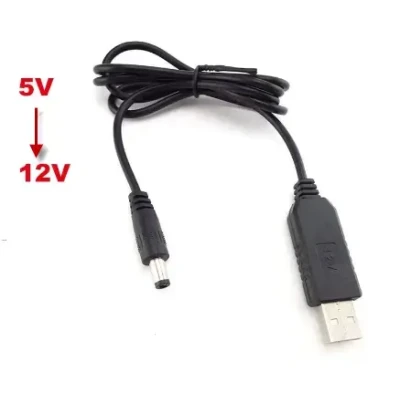 USB кабель живлення (DC 5.5 x 2.1 мм.) з перетворювачем 5v на 12v для роутерів